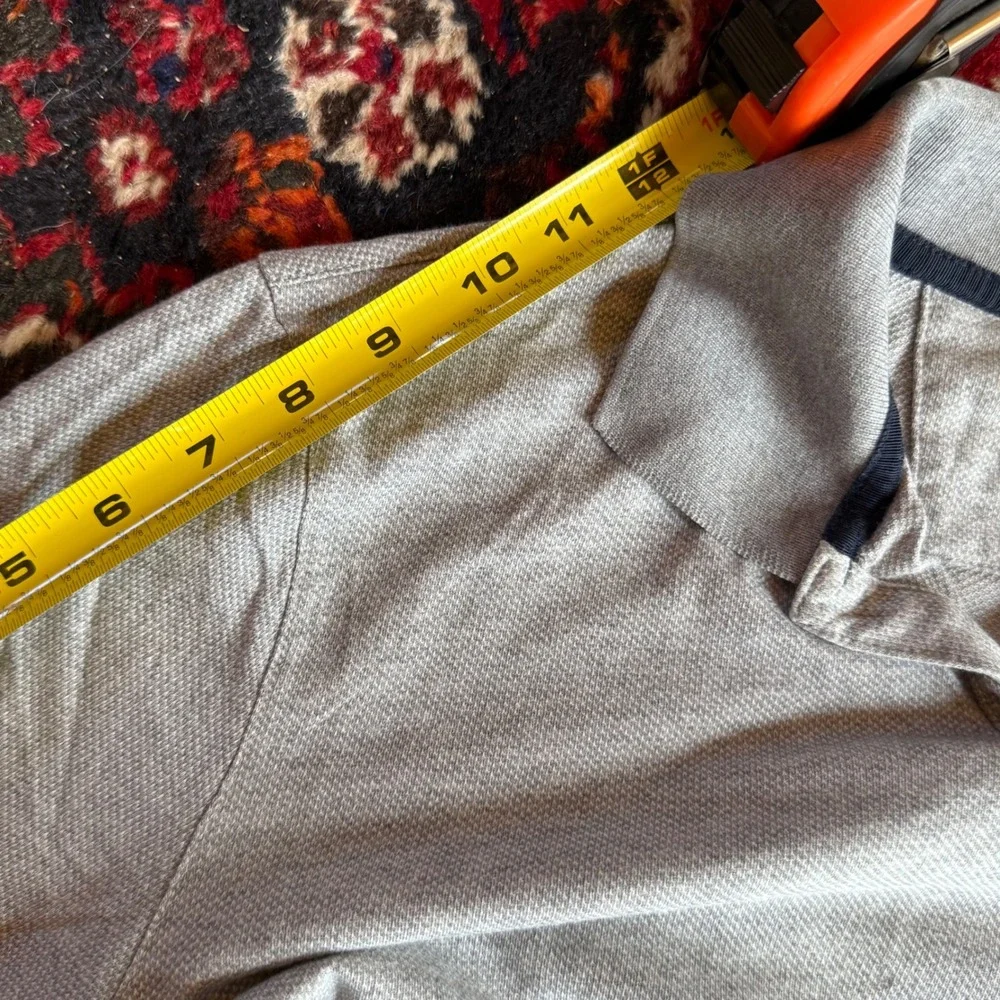 Banana Republic Polo Shirt Mens Large Gray Cotton Luxury Touch Pique S/S Top